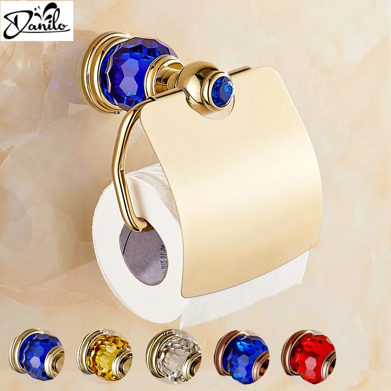 Латунная и Хрустальная резьба туалетной бумаги розовое золото золотой держатель