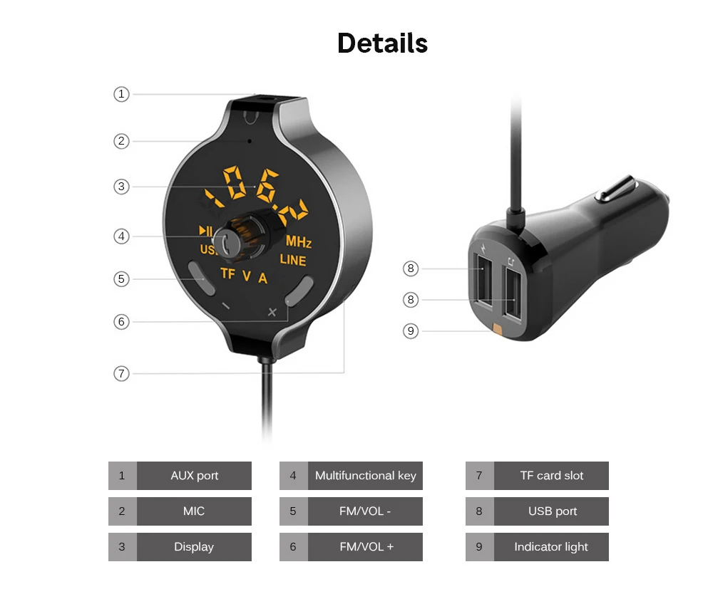 Автомобиль Зарядное устройство fm передатчик Dual USB Bluetooth автомобильный комплект