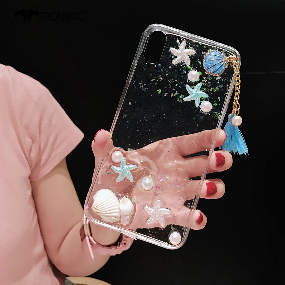 Блестящий чехол TRONSNIC для телефона iPhone X XS MAX XR Мягкий Летний Пляжный роскошный