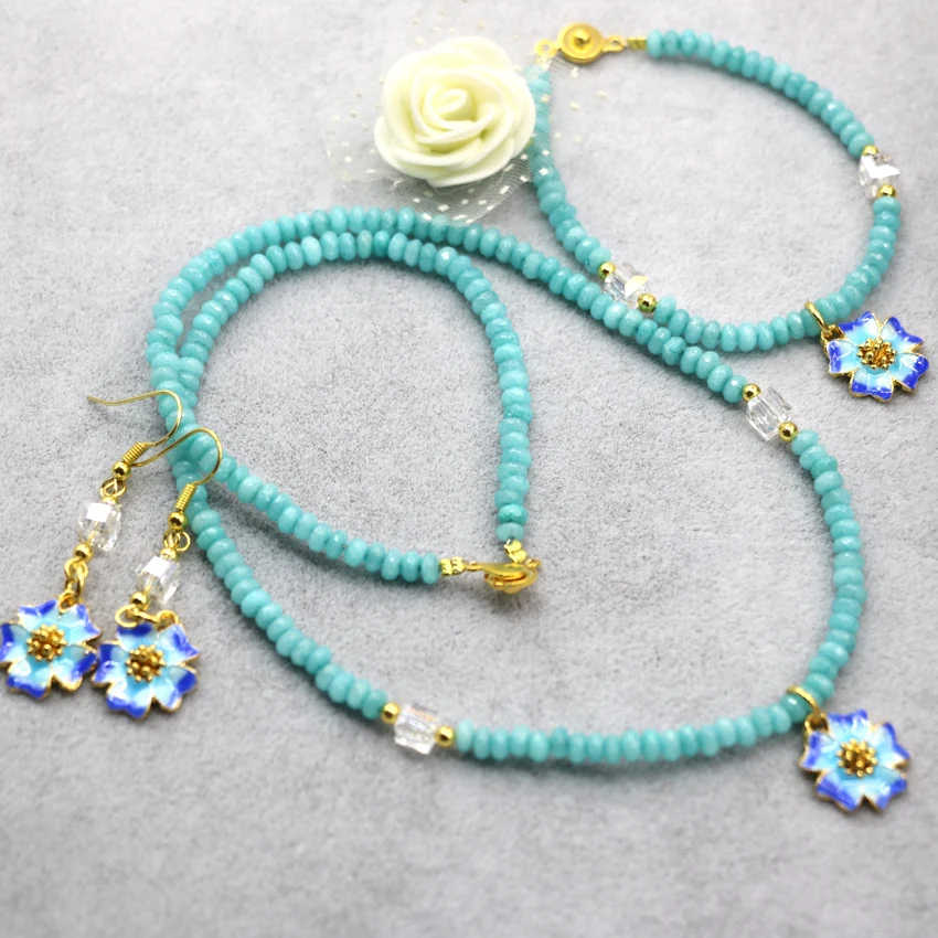 Элегантный амазонит камень 2*4 мм Abacus граненые бусины цепи ожерелье браслеты