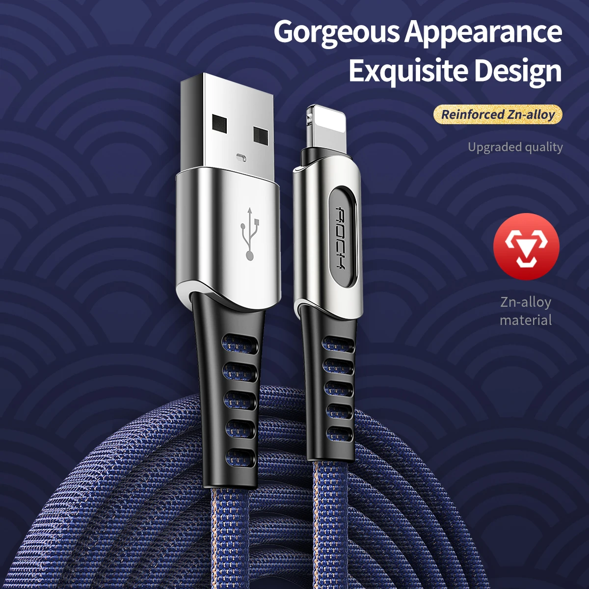 ROCK цинковый сплав USB кабель для передачи данных для iPhone X XS Max XR 8 7 6 6S 5 5S iPad 1 м нейлоновый плетеный кабель синхронизации данных для шнура освещения