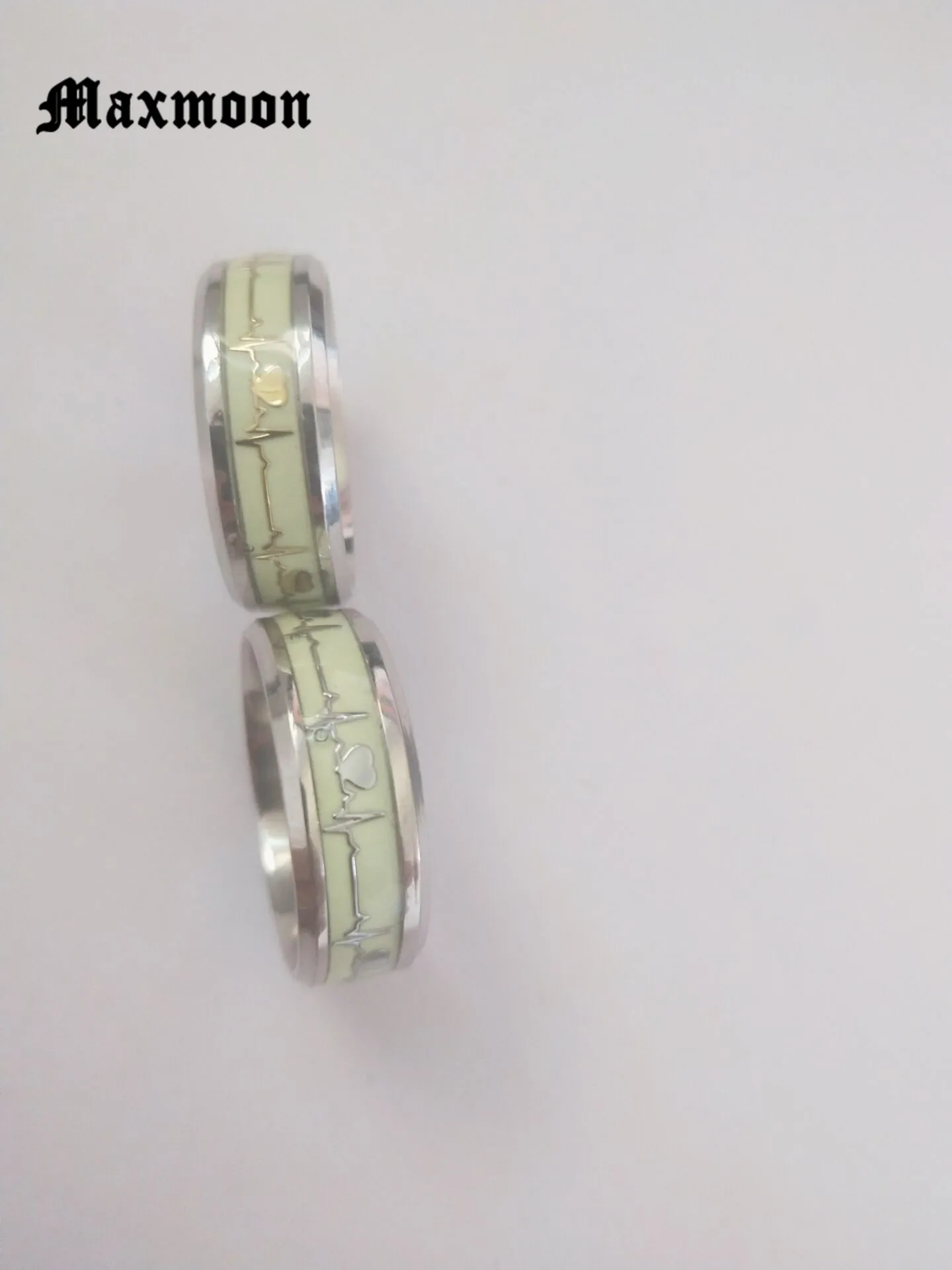 Maxmoon золотистый серебристый цвет символ сердцебиения женское и мужское кольцо из