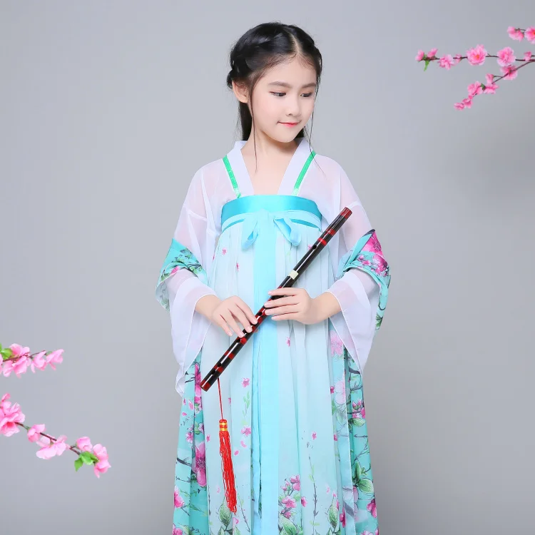 Китайский традиционный ханьфу платья девочки дети Древний китайский hanfu шифоновые платья костюм femal tang одежда