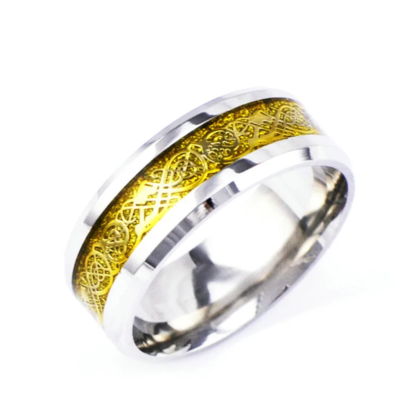 Модные многоцветные мужские кольца LNRRABC с кельтским драконом из нержавеющей