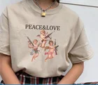 Kuakuayu HJN мир и любовь пистолет Ангел футболка милый ангел поцелуй Картина женщины Tumblr модная Милая футболка