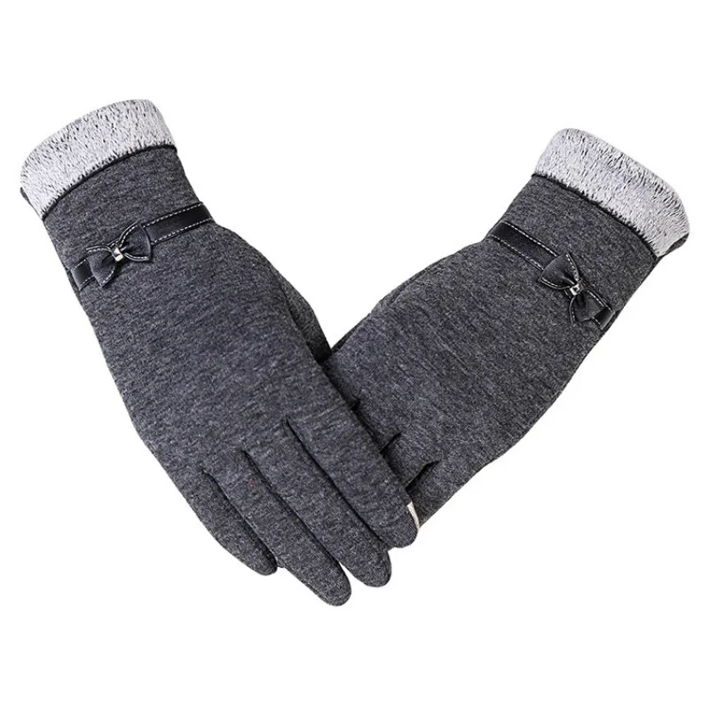 HETOBETO/Новые Модные женские перчатки на осень и зиму с милым бантом теплые митенки