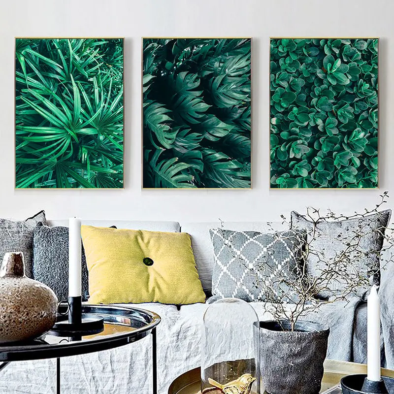 

Скандинавский свежий домашний декор, холст, живопись, зеленое растение, картина на стену для гостиной, настенный фон, минималистская живопись
