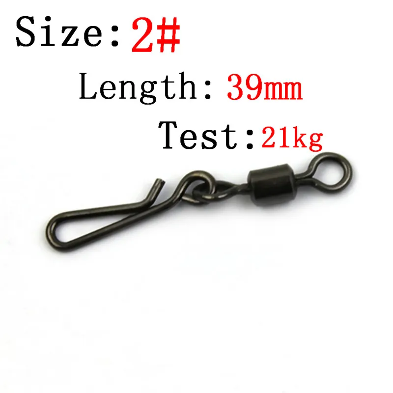 Size 2 39mm 21kg JOSHNESE 50 шт. рыболовные шарниры Роллинг поворотный карабин Размеры 8/6/4/2 крючок приманки разъема снасти поворотные рыболовные - Цвет: Size 2 39mm 21kg