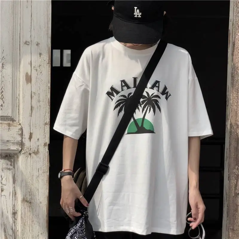 Nwe Beach Style Coconut Tree White Women T-Shirt Soft Polyester Printed Casual Outdoor Girl Tee Short Lady Female Tops Tshirts | Женская