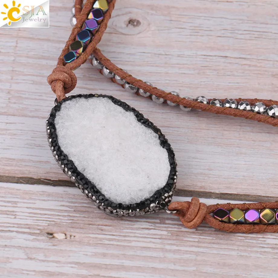 Готический браслет CSJA для мужчин и женщин драгоценные камни лечебные