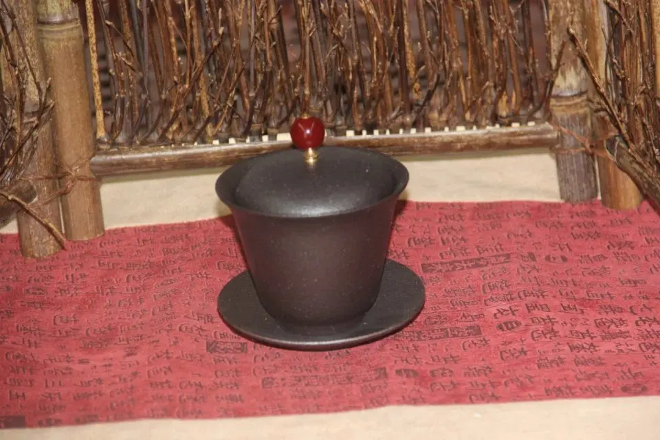 Китайский чайный сервиз gaiwan грубая керамика ручная черная Модель King kong черный