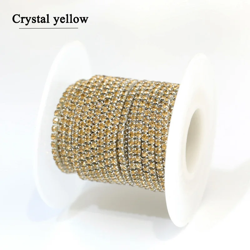 Crystal yellow 1 м/лот стразы на цепочке с плоской обратной стороной, стразы с серебряными когтями, отделка кристаллами для рукоделия, рукоделия, шитье, отделка, Аппликации, рукоделие, Декор - Цвет: Crystal yellow