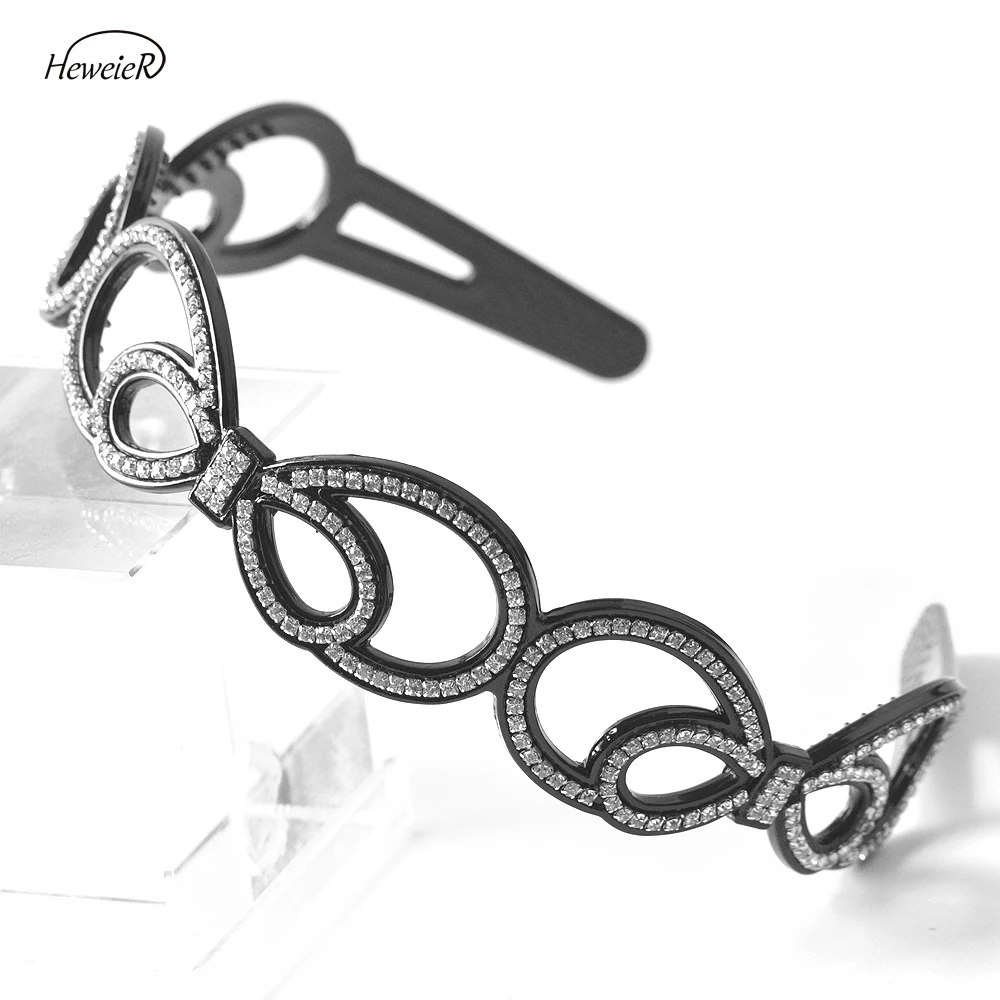 

Elegant Women Lady Girls Plastic Hollow Bowknot Rhinestones Crystals Headband Hair Clip Teeth Hairband Barrettes Accessories