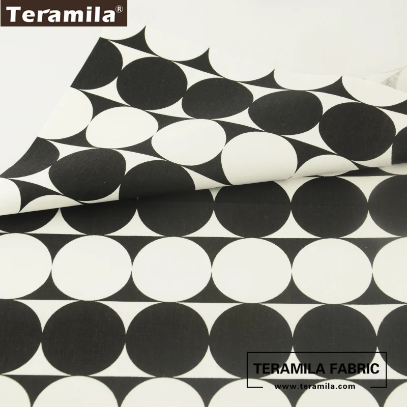 

New Arrivals Teramila Fabric Tissue High Quality 100% Cotton Fabric Printed Black and White Circle Patterns Twill Home Textile