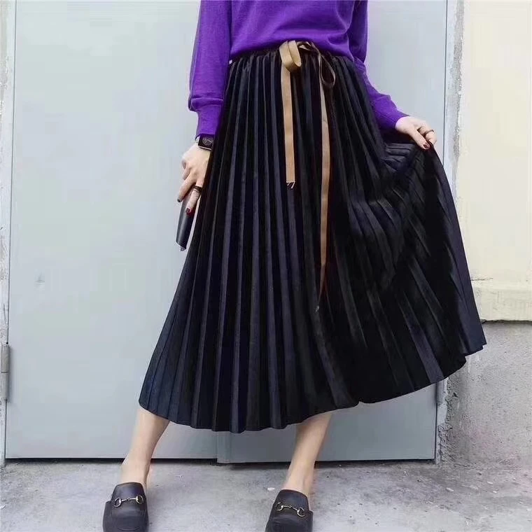 

HOT SELLING pleated long skirt romantic aesthetic autumn and winter female bust skirt IN STOCK