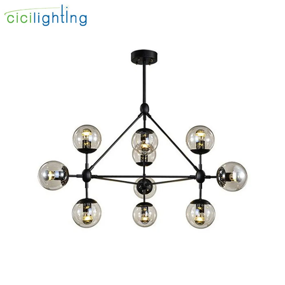 10-light Современные Люстры, люстры, промышленные светодиодные лампы, скандинавские, арт-деко, стеклянный шар, подвесное освещение, освещение для столовой, островное освещение - Цвет абажура: 10-light