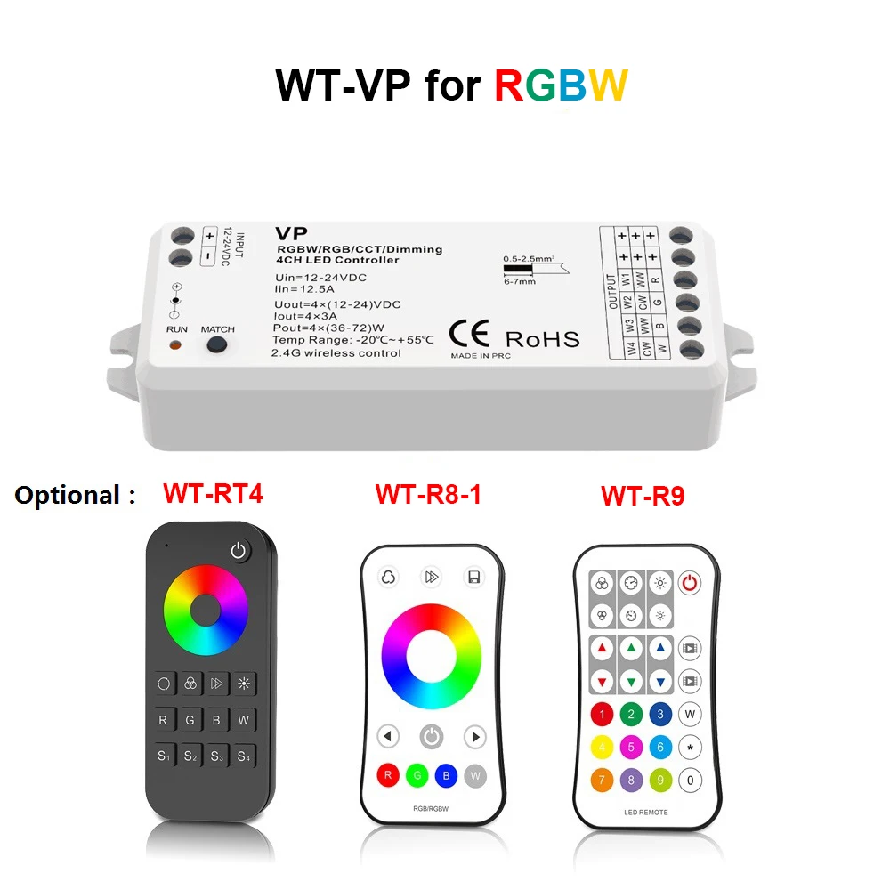 Светодиодный RGB контроллер RGBW DC 12V 24V 2 4G 12A RF беспроводной дистанционный диммер V3 VP