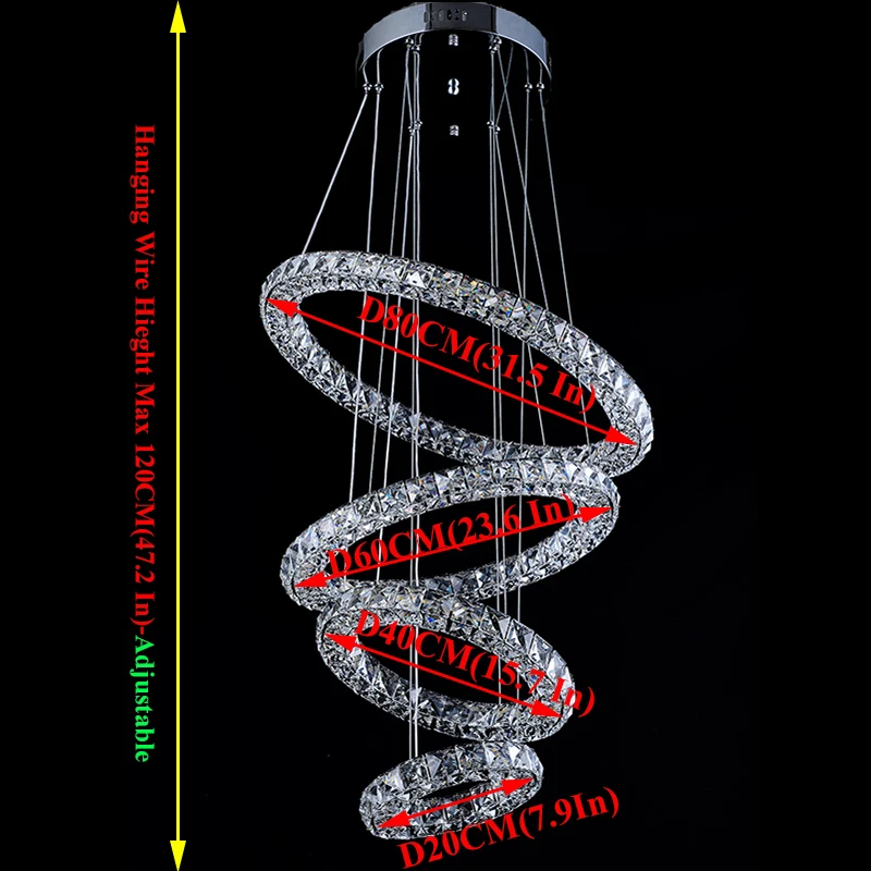 Подвесная лампа с регулируемой яркостью подвесное кольцо кристаллом