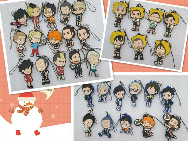 

10 комплектов брелоков Haikyuu аниме Hinata Kageyama Sawamura Sugawara Tanaka Nishinoya кулон фигурка ремень оптом