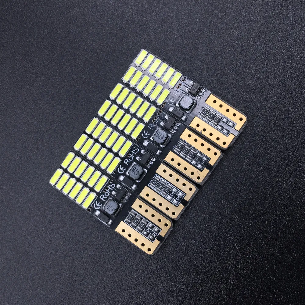 12V 24V без полярности Canbus T10 светодиодный лампы с 4014 SMD 24 светодиодный s светильник 194 168 W5W светодиодный светильник белого Нет OBC ERROR