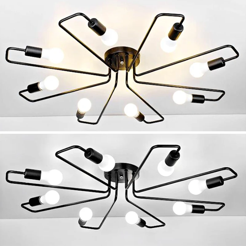 Lámpara de techo LED Edison Retro de 4/6/8 cabezas, dormitorio, colgante para el salón, lámpara de araña, iluminación de decoración del hogar Vintage E27 220V