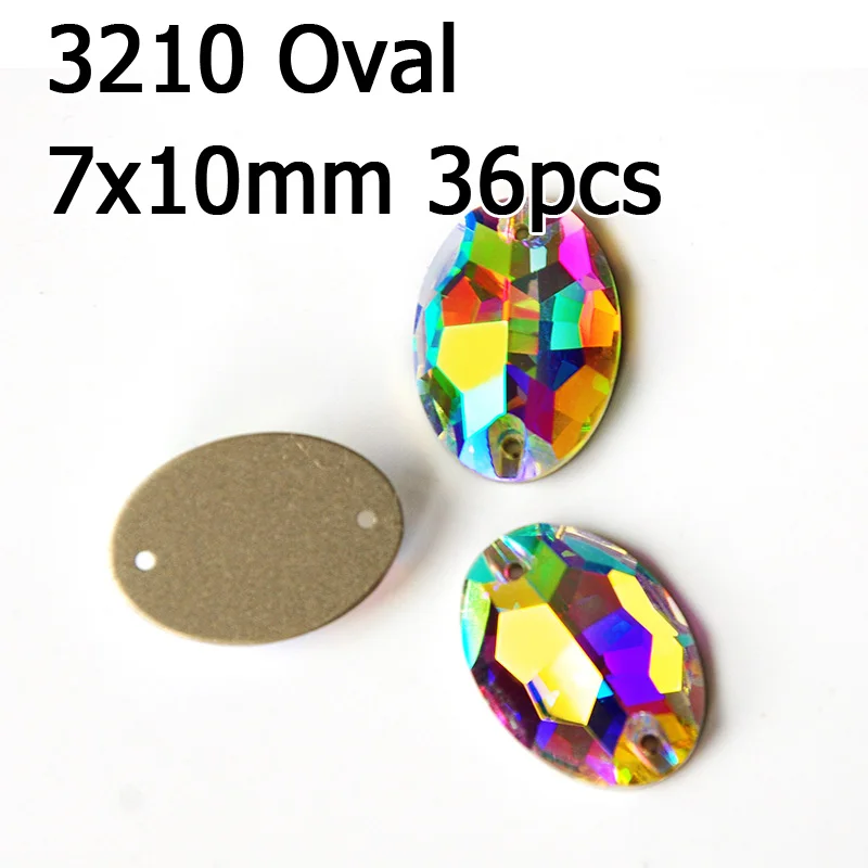 Oval 7x10mm 36pcs Кристалл AB пришить стразы различные Стразы радужные бусины Стразы для шитья ювелирных изделий платье гимнастика украшения одежды - Цвет: Oval 7x10mm 36pcs
