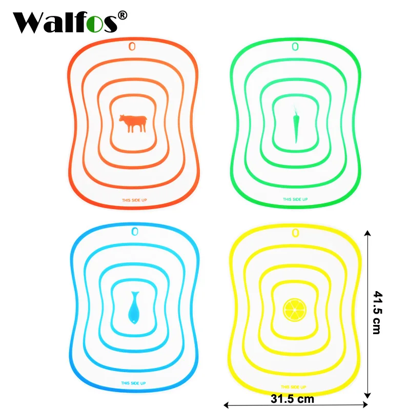 4 pcs 41x31cm WALFOS Нескользящая Гибкая кухонная доска разделочный блок для мяса овощей разделочная доска для фруктов инструмент для приготовления пищи гаджет кухонные аксессуары - Цвет: 4 pcs 41x31cm
