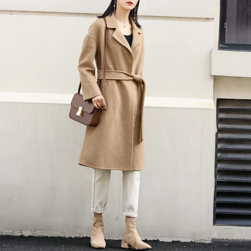 Новинка весны 2019 двухстороннее кашемировое пальто женское длинное популярное