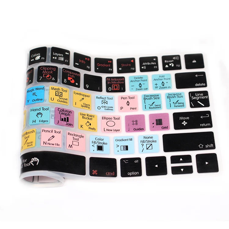 Прочный силиконовый чехол для клавиатуры Adobe Illustrator AI Hotkeys Apple Magic MLA22B/A US защита