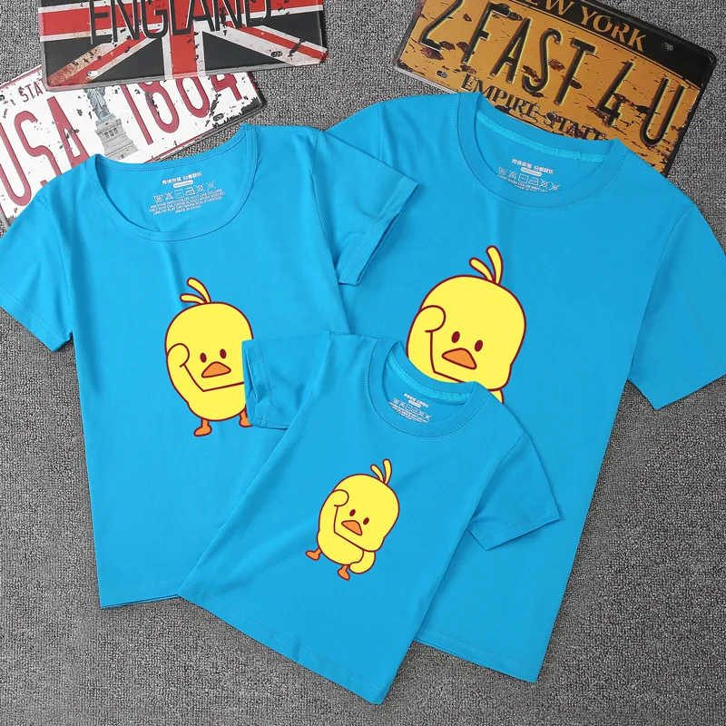 Повседневная футболка с принтом утки для всей семьи модная Одинаковая одежда
