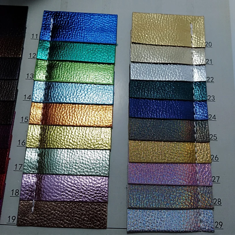 Синтетическая кожа радужная кожаная ткань с зернистой фактурой цвета металлик