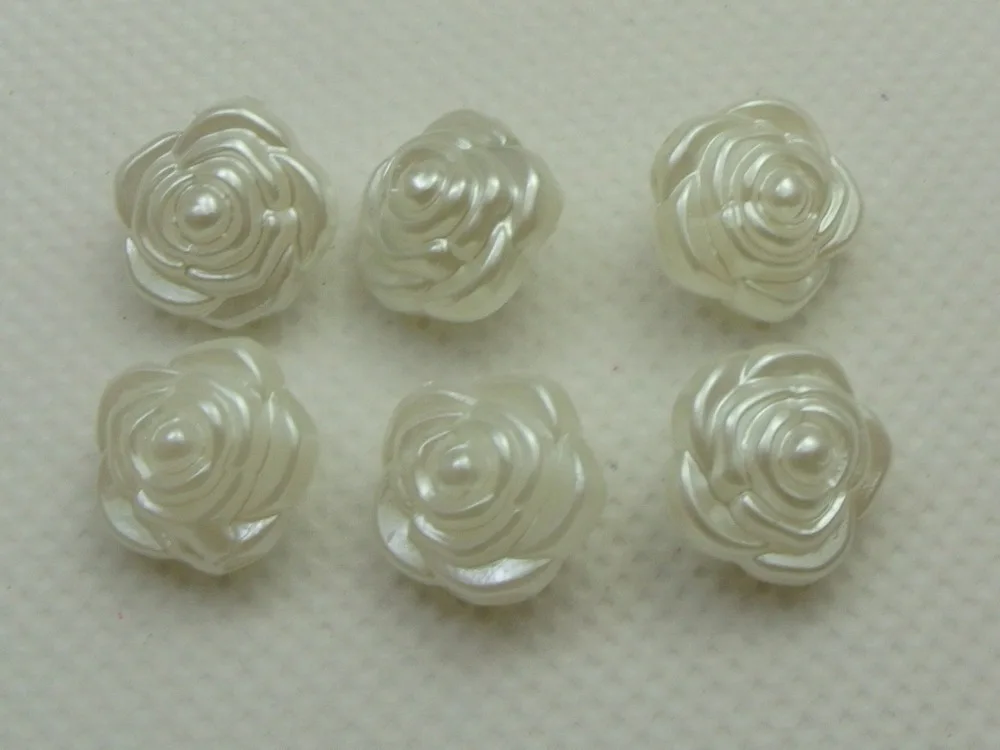 

100 Ivory Acrylic Faux Pearl Rose Flower Beads 12mm Spacer Imitation Pearl