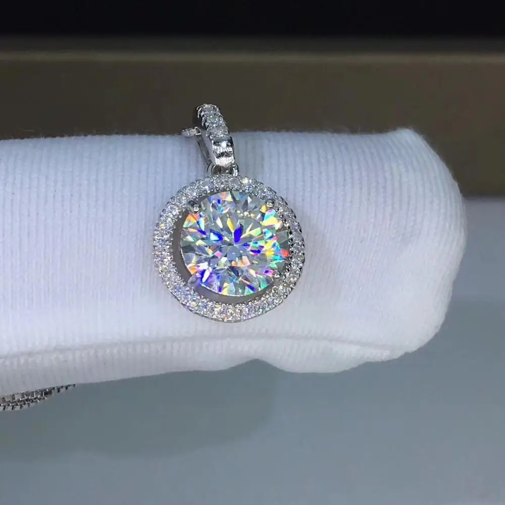 Круглые серебряные подвески из муассанита с изображением стихов еврей 1ct D VVS Роскошные подвески из муассанита Weding для женщин