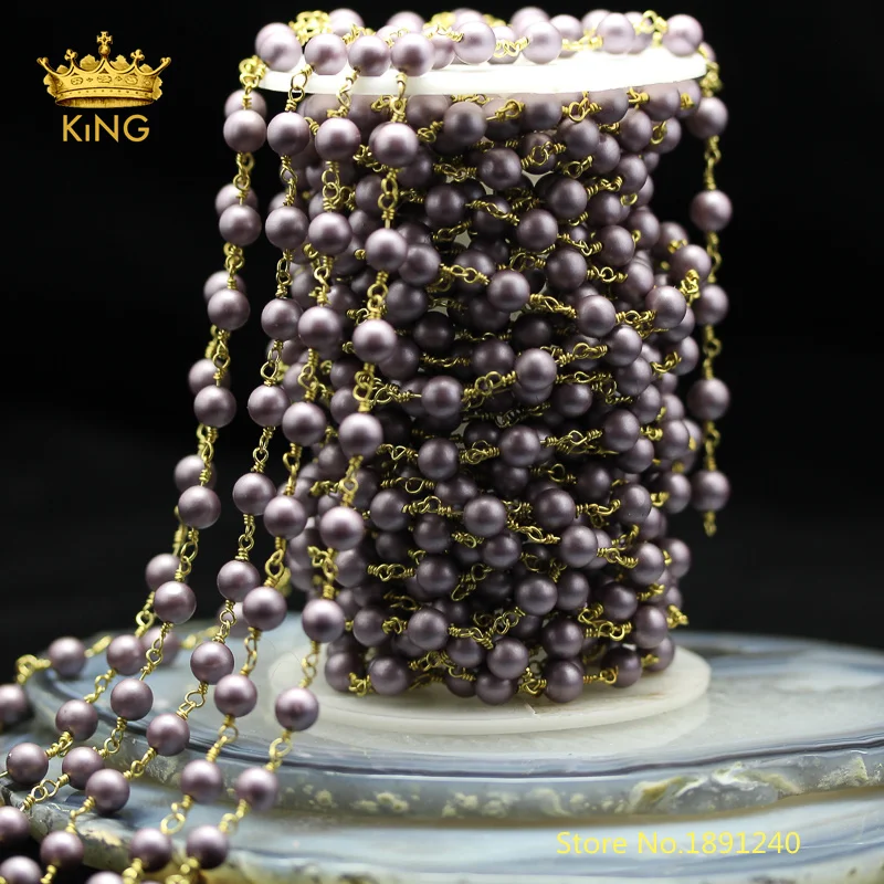 5 метров розовые фиолетовые матовые жемчужные цепи проволочная упаковка матовый