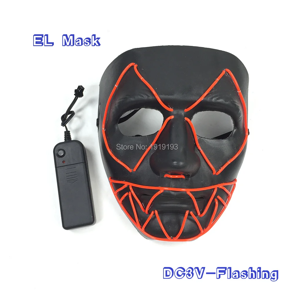 Хэллоуин Страшные EL проволоки маска Rave костюм испуг Ужас Праздничные огни