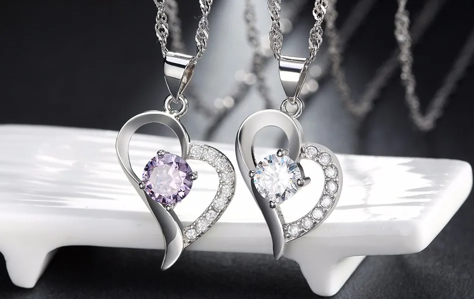 ORSA JEWELS серебряное ожерелье в форме сердца с кристаллами, вставленное серебряным цветом, женские украшения на День святого Валентина, подарок любителю ON19