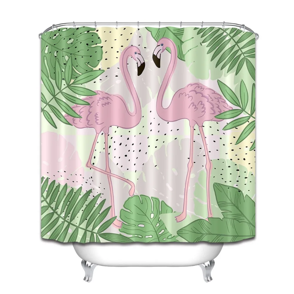 LB розовая занавеска для душа фламинго ванной комнаты набор Экологичная
