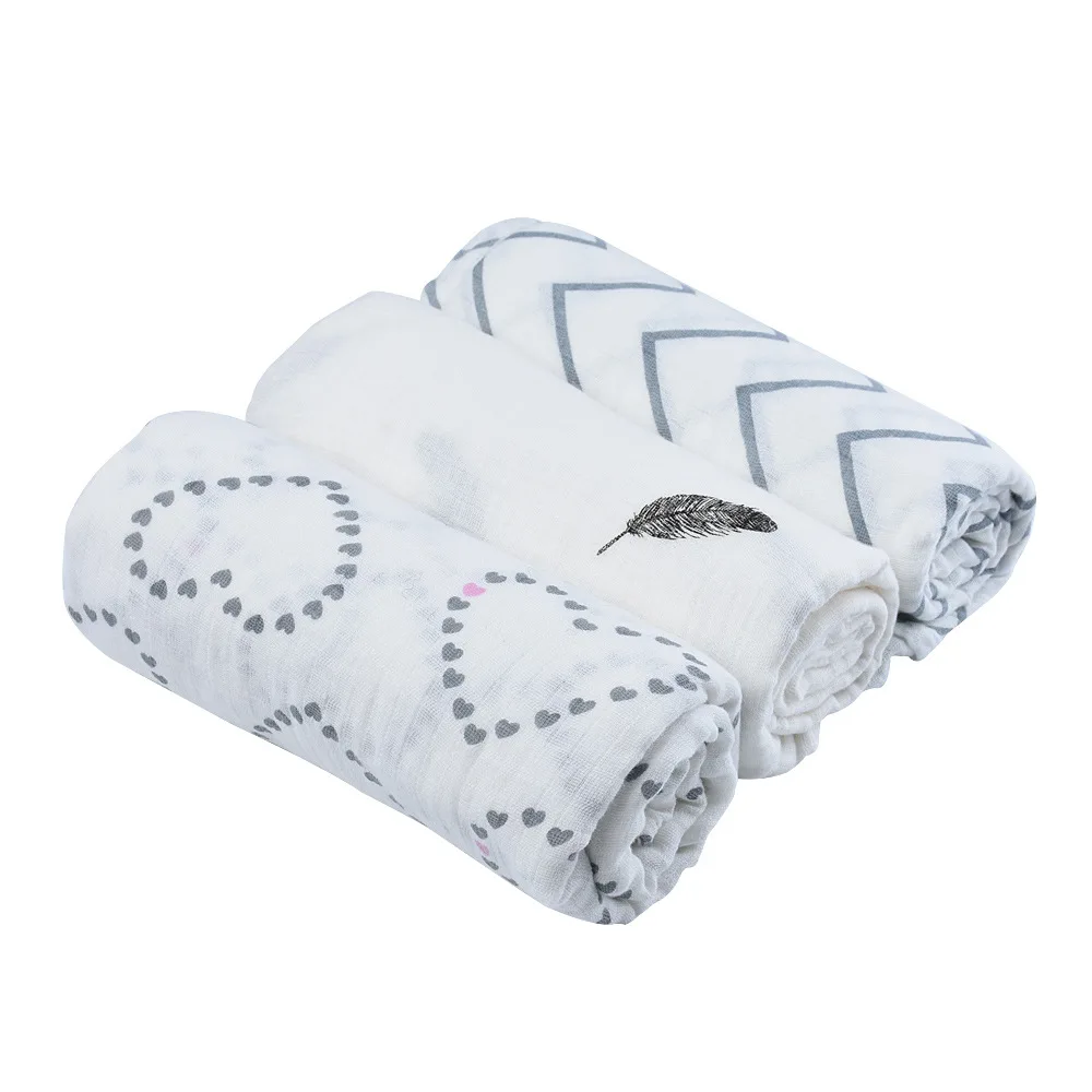 EGMAO Super Soft Baby Blankets Newborn Products Swaddle Wrap Infants 100% Cotton Bath Towels 3 Pieces a Pack 120x120cm Wholesale | Мать и