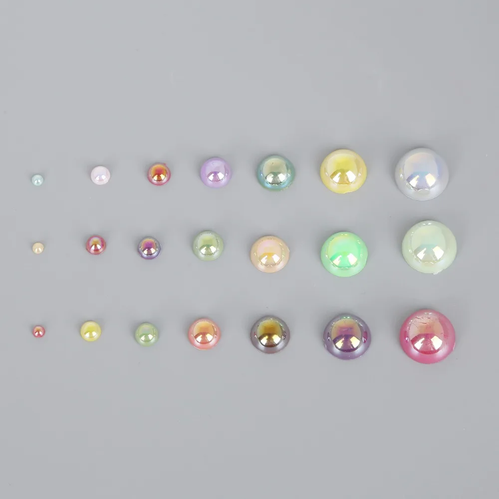 Полукруглые бусины 8 мм из АБС пластика цвета слоновой кости без отверстий с