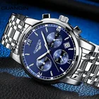 Мужские водонепроницаемые кварцевые часы GUANQIN, из нержавеющей стали, с хронографом