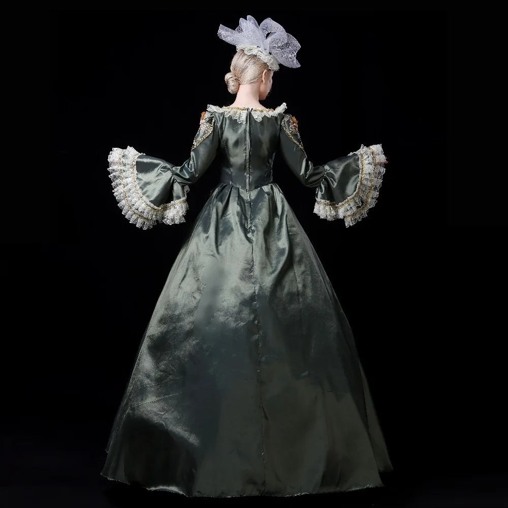 18-го века старинное бальное платье в стиле рококо для периода маскарадное