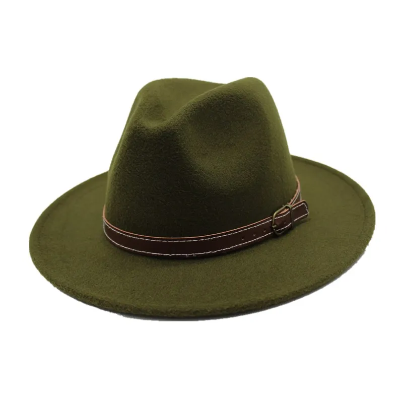 

oZyc Wool Cap Women Fedora Hat For Men Wide Brim Hat Autumn Winter Sombreros Jazz Cap Male Belt Panama Hat Female