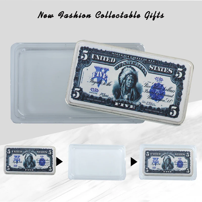 WR американская 1899 год 5 долларов Note Money 999 9 Серебряная панель декоративные