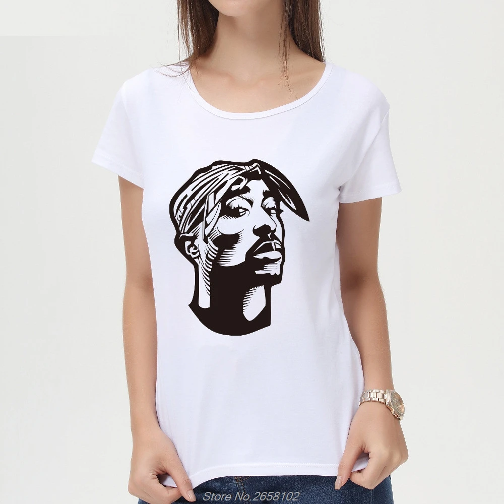 Женская футболка с принтом Rapper 2Pac/Tupac топы коротким рукавом и круглым вырезом