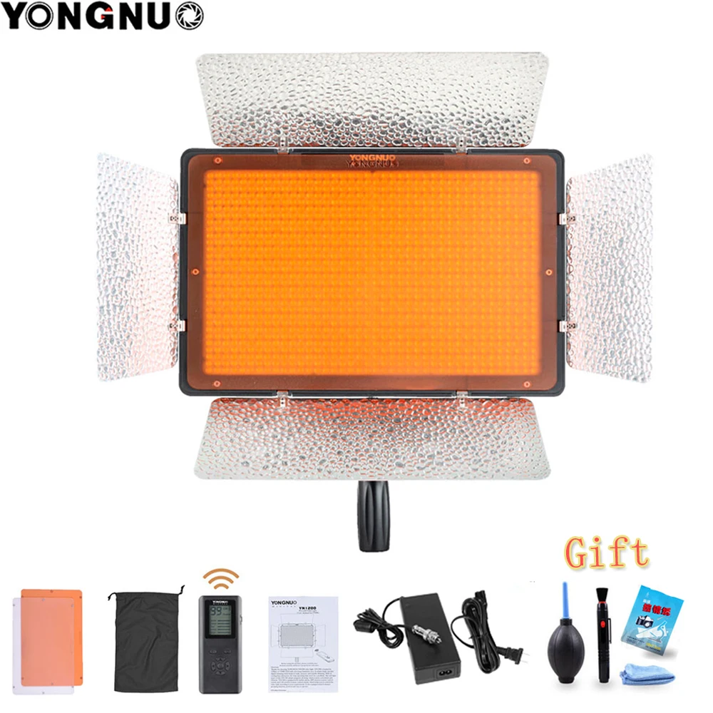Yongnuo YN1200 + адаптер питания 5500K белый 9300LM CRI95 1200 SMD светодиодный видео