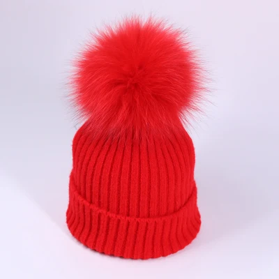 Red - Hat YWMQFUR зимние теплые наборы шапка с шарфом для женщин однотонная винтажная вязаная Дамская шапка Skullies с лисьим меховым шариком женские шапочки шапки шарфы - Цвет: Red - Hat