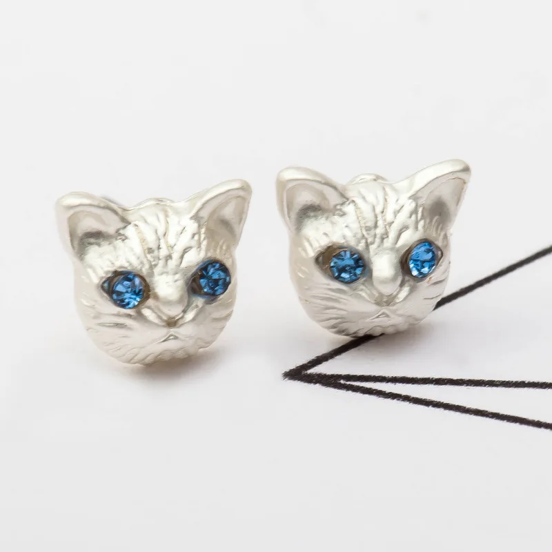 Золотистые серебристые черные с покрытием из головa кота серьги гвоздики для