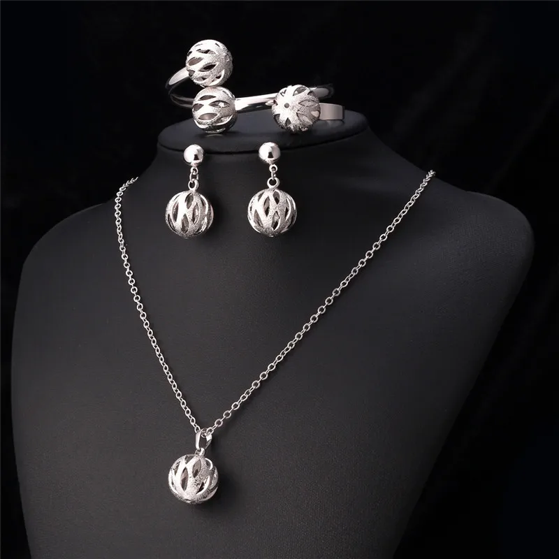 Женское ожерелье с подвеской браслет серьги кольцо свадебный набор золотой цвет