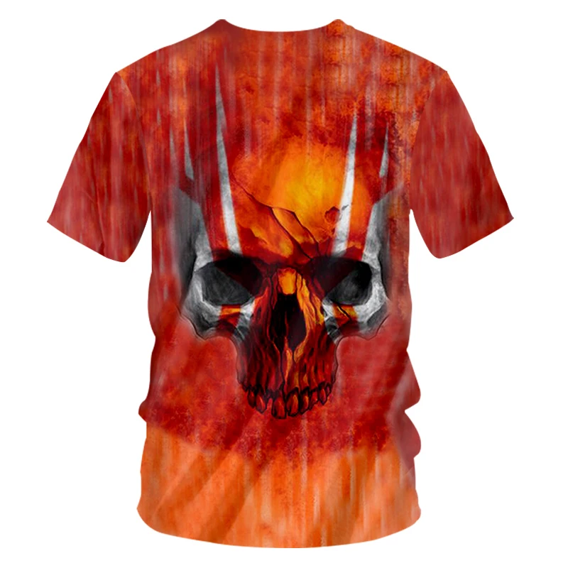 OGKB новые летние топы для женщин/мужчин крутая 3d печать красный череп футболка с