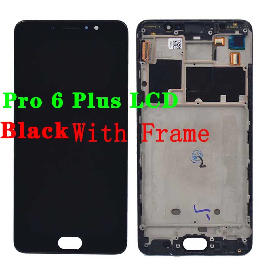 Тестирование ЖК-дисплей Meizu Pro 6 Plus ЖК-дисплей Дисплей кодирующий преобразователь сенсорного экрана в сборе Pro 6 ЖК-дисплей, с корпусом, запасные части для Meizu Pro 6s ЖК-дисплей - Цвет: Black With Frame 6P